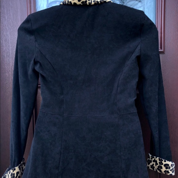 Vintage Leopard Cuff Black Faux Suede Jacket Pants - Picture 4 of 9